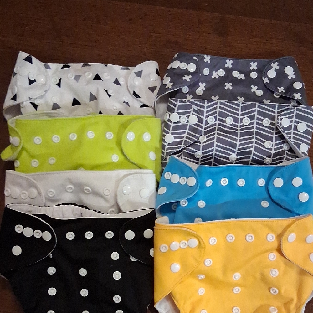 Vibrant Diaper Covers Set - Black, Gray, Yellow, Blue, Green